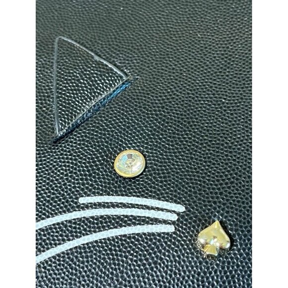 NOATD Purse Black Leather Cat Gold Jewels Metal Snaps Preppy 80s Retro Cute - Picture 3 of 14